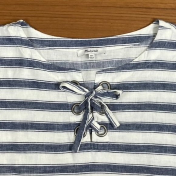 Madewell Striped Lace Up Top - XXS - Picture 7 of 7